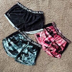 Under Armour girls L and XL sporty Athletic shorts set bundle